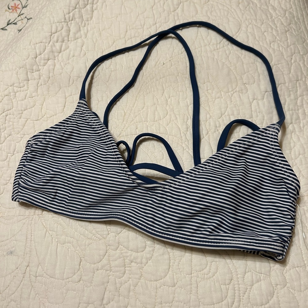 Navy and white bikini top